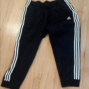 Women’s crop Black Joggers with White Stripes